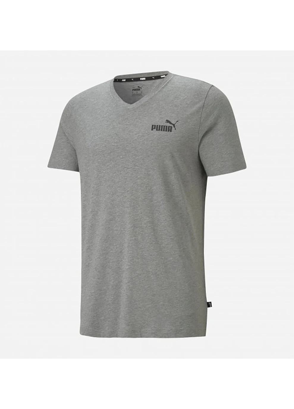 Сіра футболка ess v neck tee medium gray heather сірий Puma