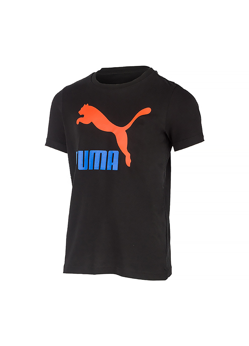 Черная демисезонная детская футболка classics logo tee черный Puma