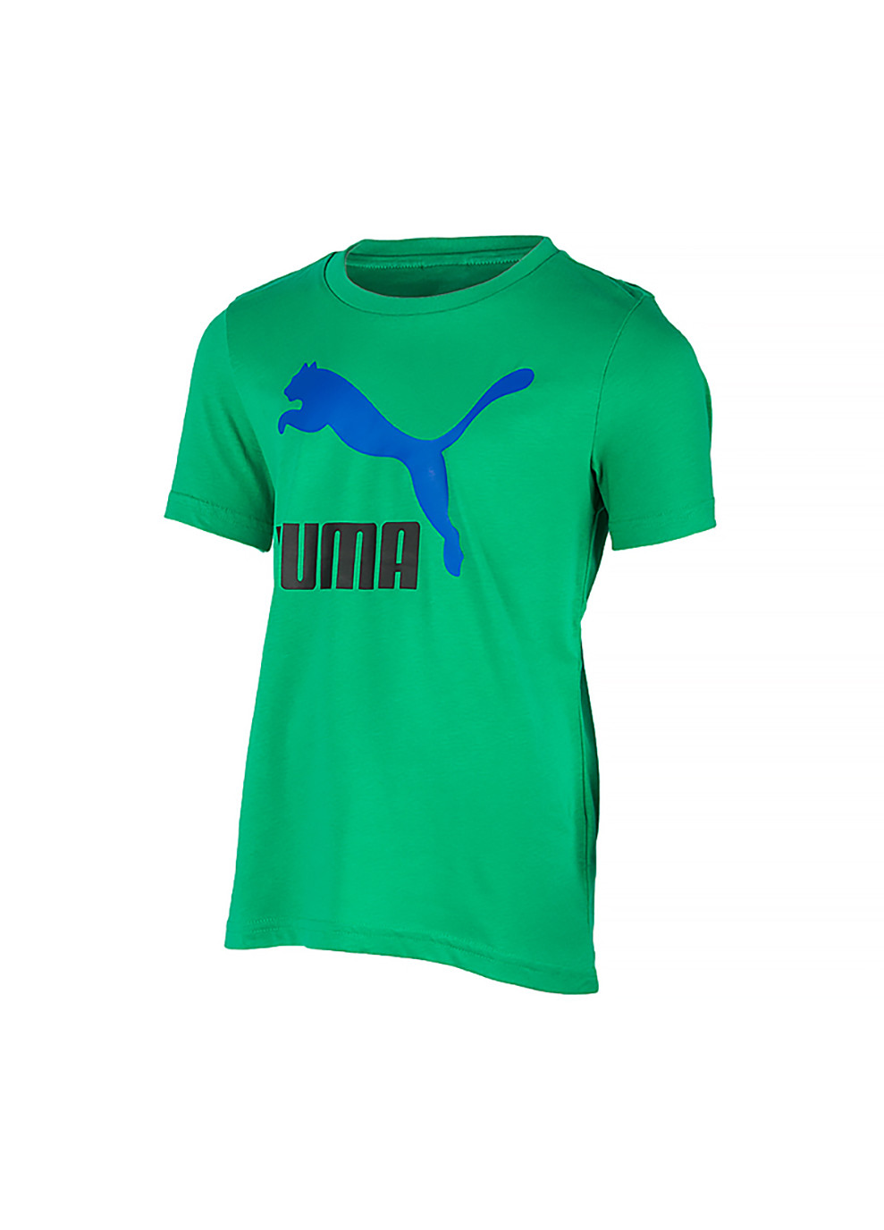 Зеленая демисезонная детская футболка classics logo tee зеленый Puma