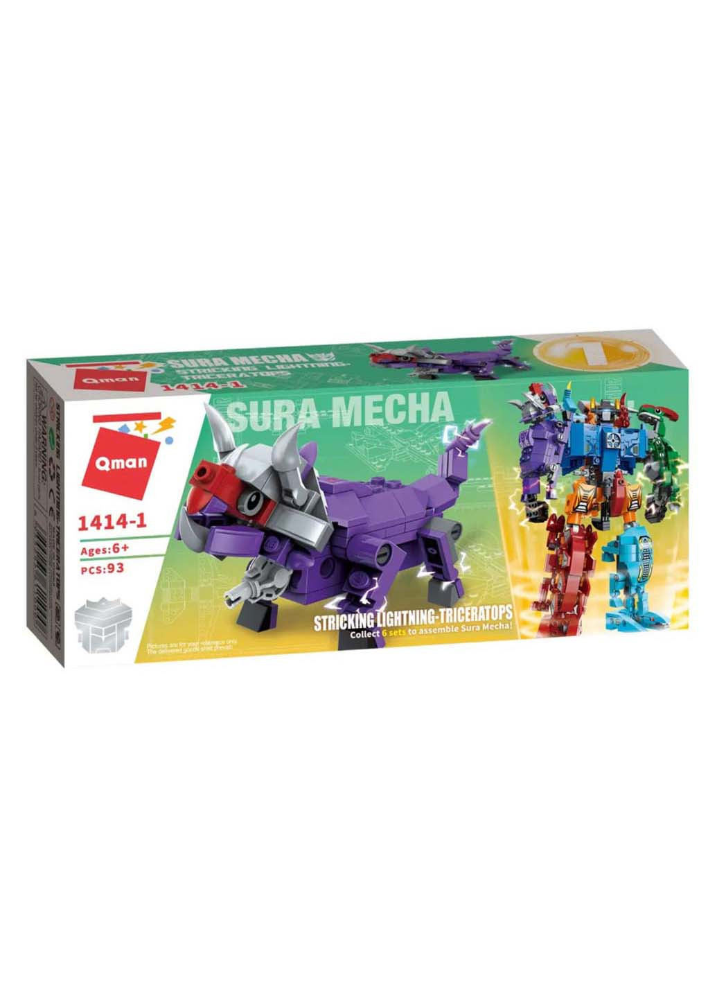 Детский конструктор Трансформер 1414 робот+дино Triceratops Qman (260643917)