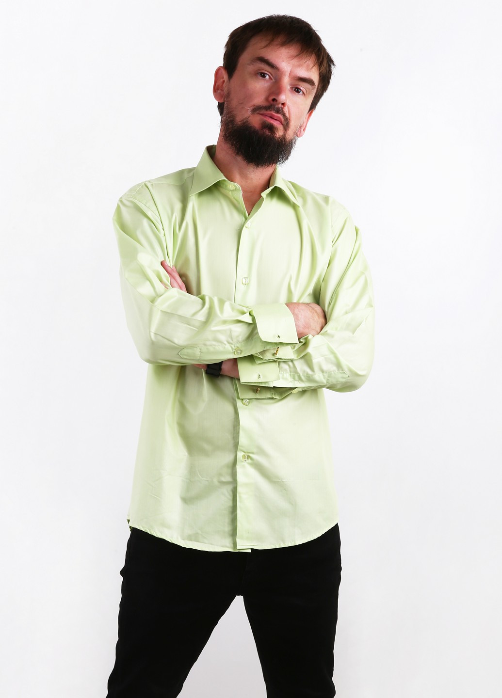 Салатовая кэжуал рубашка однотонная Victor