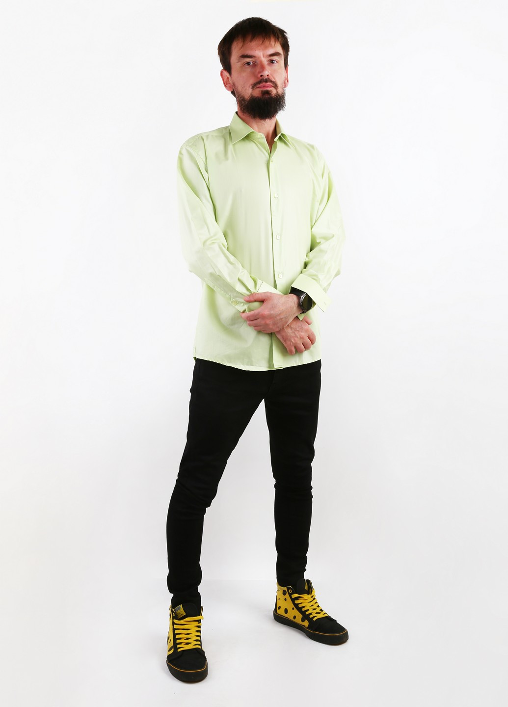 Салатовая кэжуал рубашка однотонная Victor