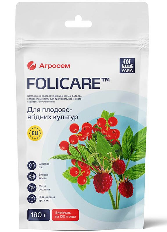 Удобрение для плодово-ягодных культур Folicare 180 г Yara (260644567)