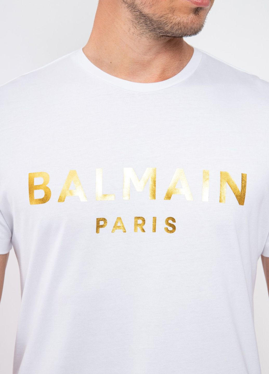 Белая черная футболка с логотипом Balmain