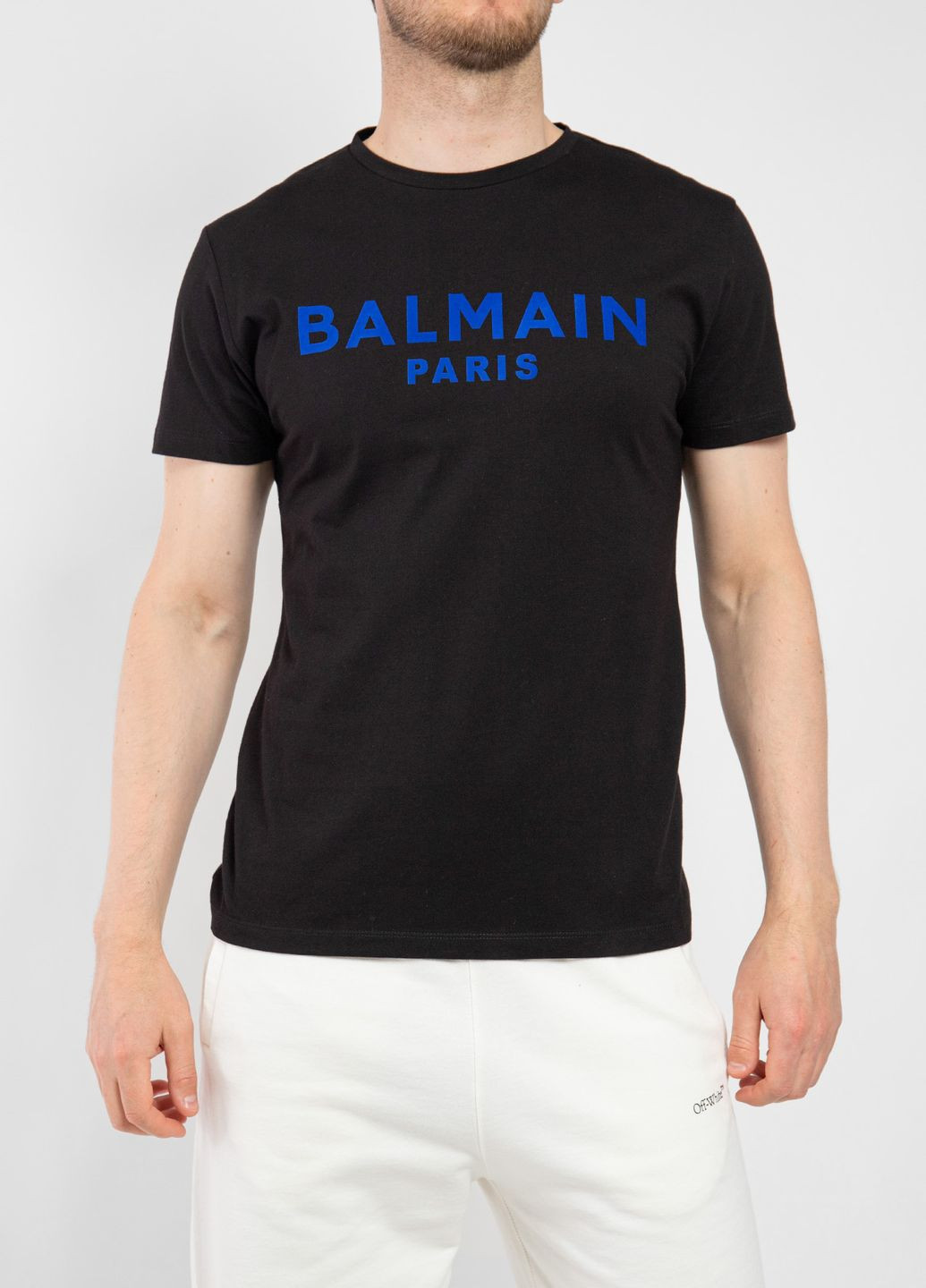 Черная черная футболка с логотипом Balmain