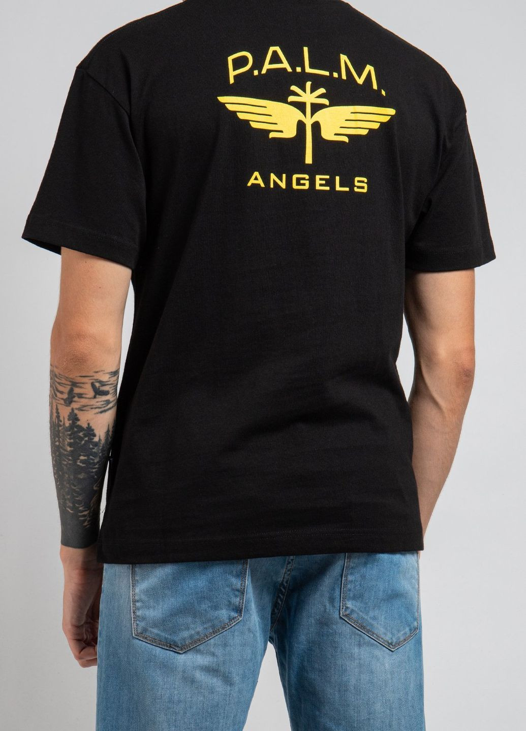 Черная черная футболка с логотипом Palm Angels