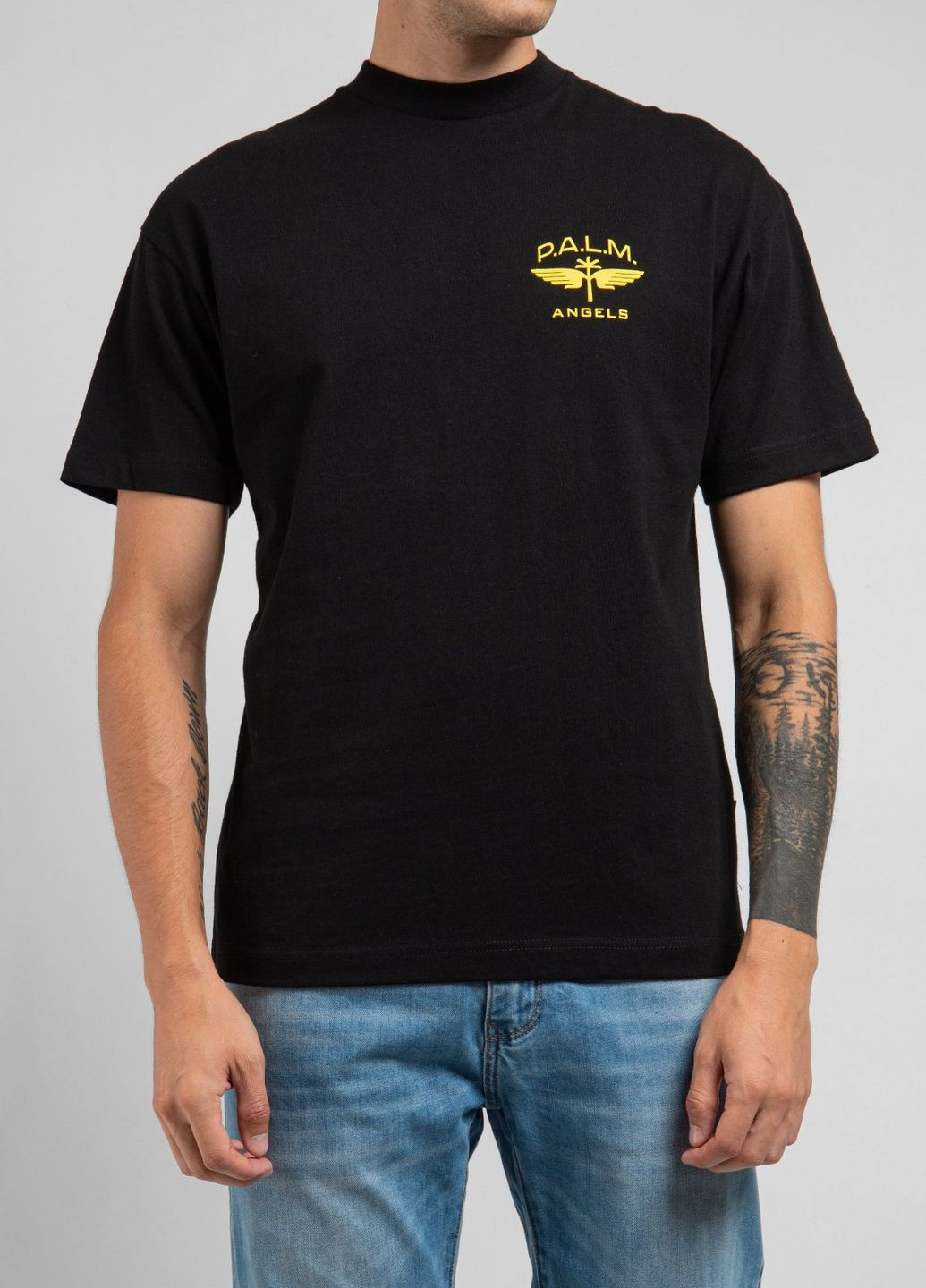 Черная черная футболка с логотипом Palm Angels