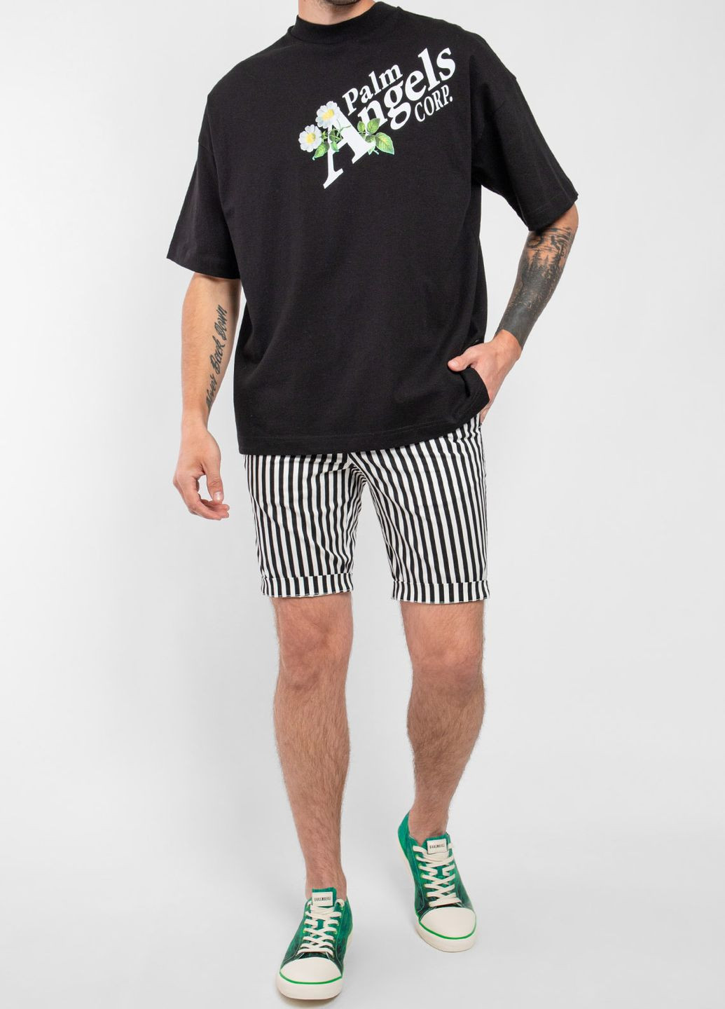 Черная черная футболка daisy с принтом Palm Angels