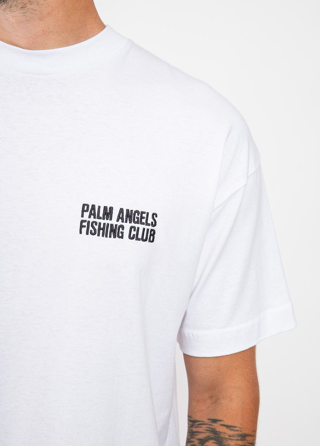 Белая белая хлопковая футболка с логотипом Palm Angels