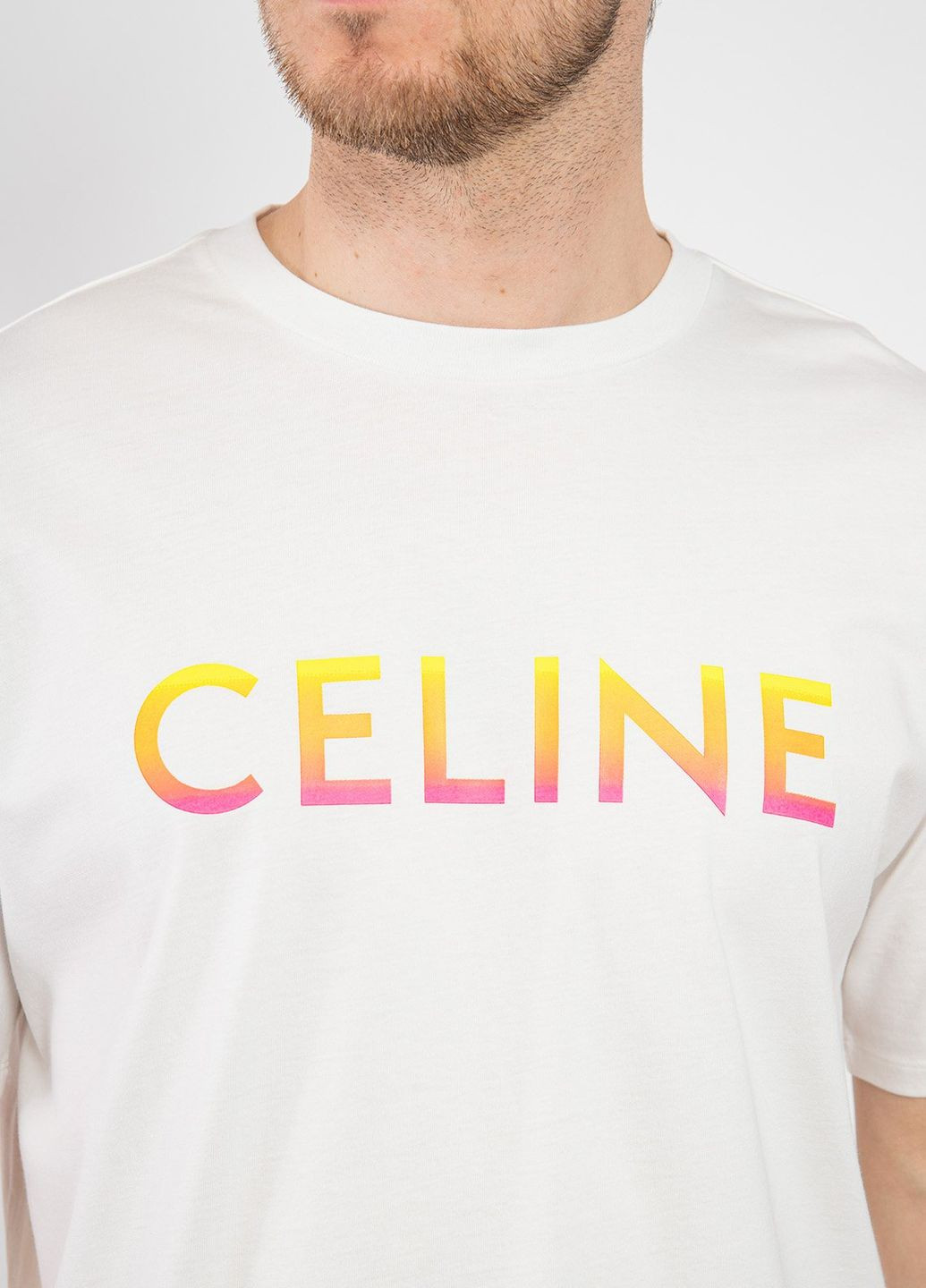 Белая белая футболка с логотипом Celine