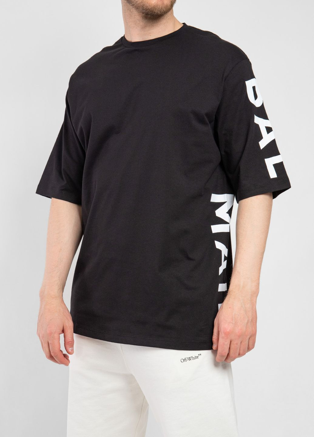 Черная белая футболка с круглым вырезом Balmain