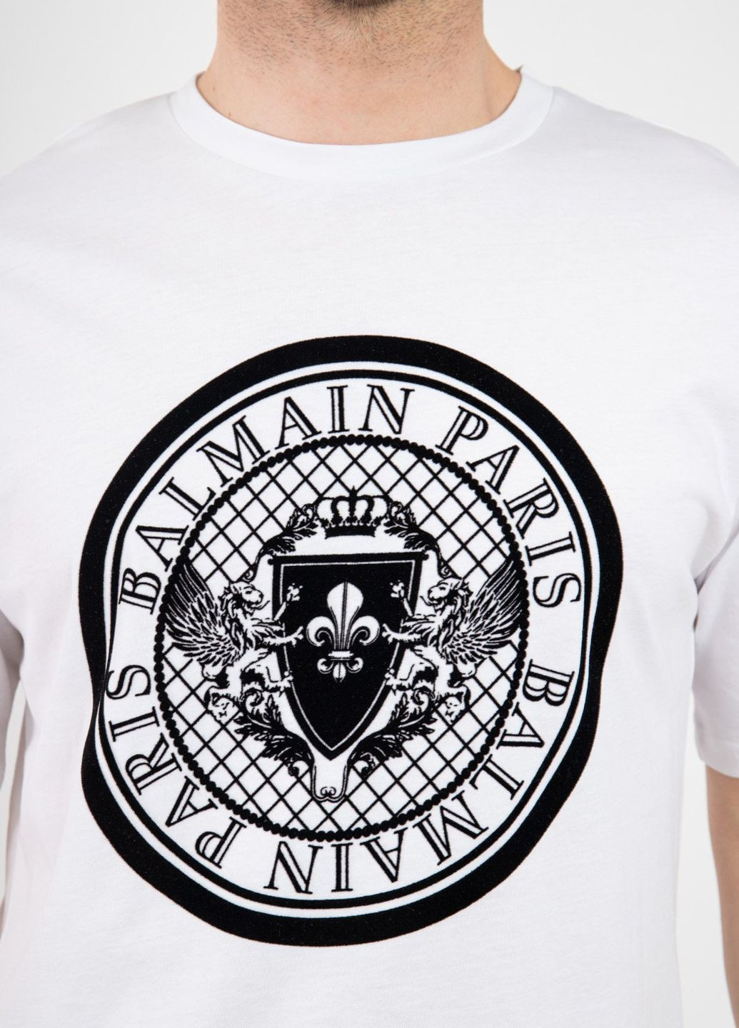 Белая белая футболка с логотипом Balmain