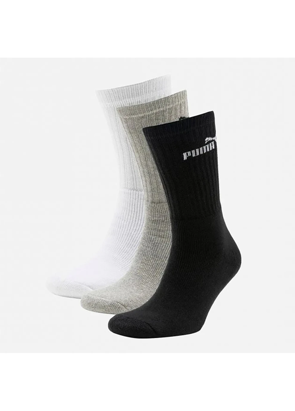 Білі набір шкарпеток sport sock 3 pack outlets white-grey-black білий сірий чорний 3 пари Puma однотонні (260659062)