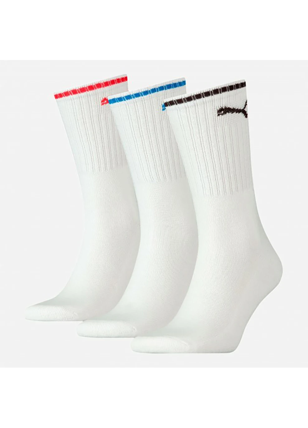Белые набор носков unisex sport crew stripe socks 3 pack white белый 3 пары Puma однотонные (260632285)