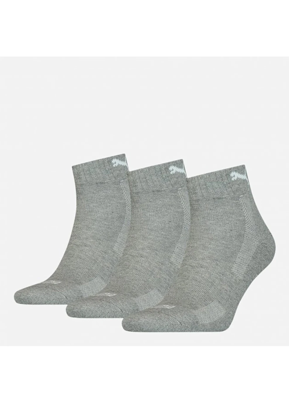 Сірі набір шкарпеток cushioned quarter 3p un мiddle grey melange сірий 3 пари Puma однотонні (260632286)