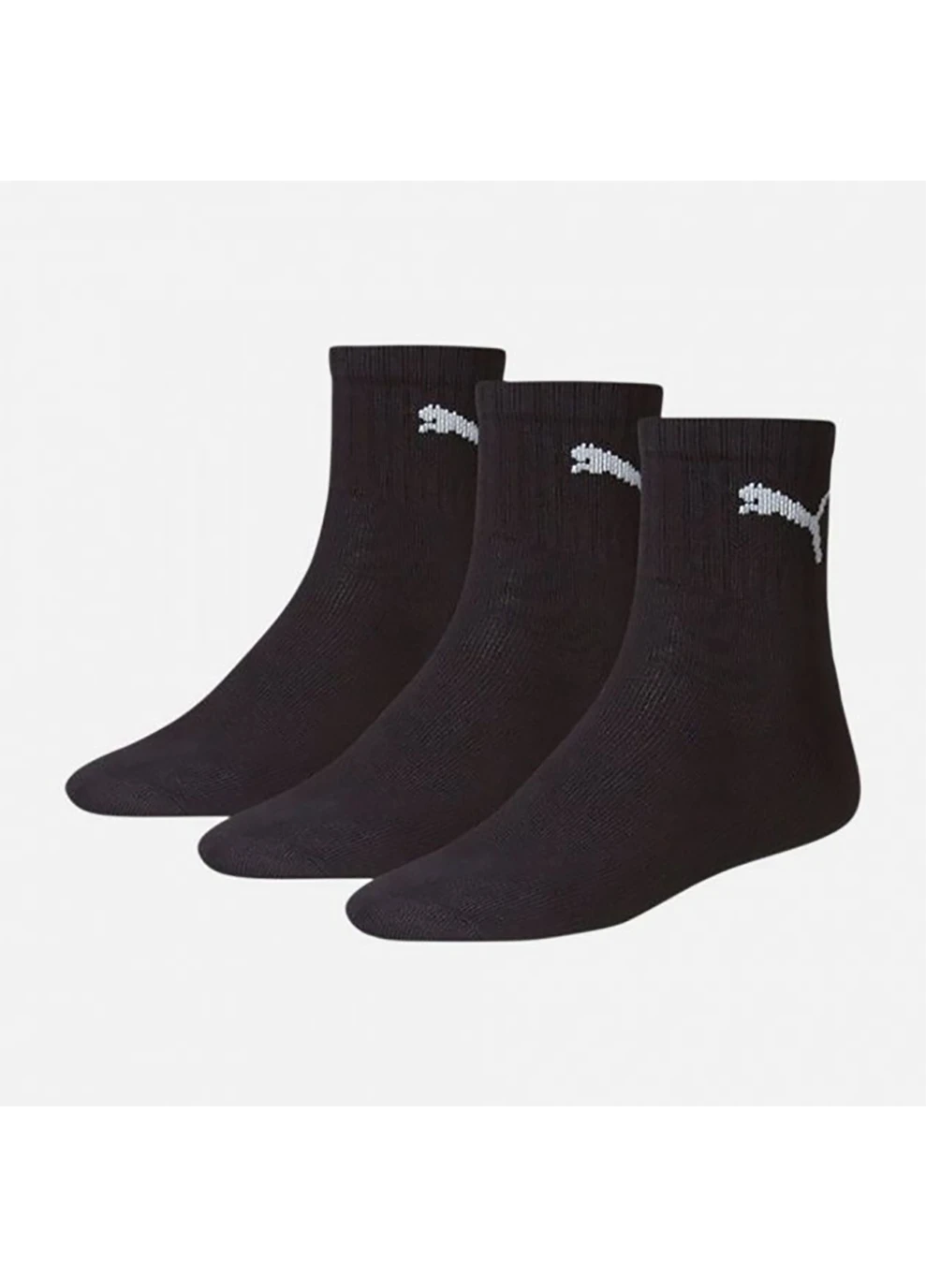 Чёрные набор носков short crew 3p unisex w black черный 3 пары Puma однотонные (260632279)