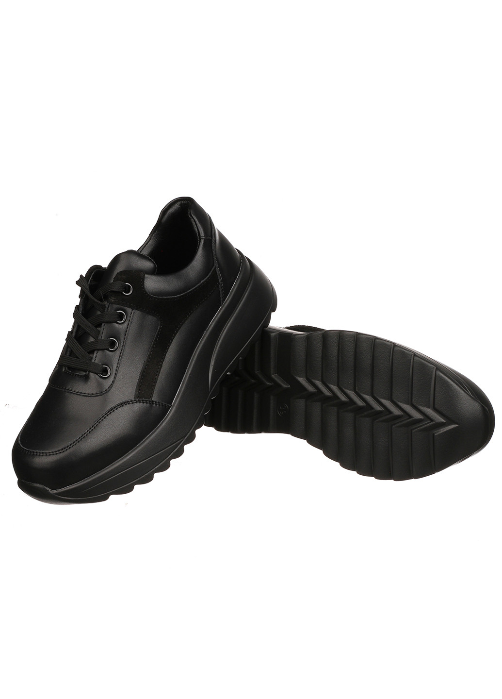 Чорні осінні шкіряні жіночі кросівки b05-5 Hengji
