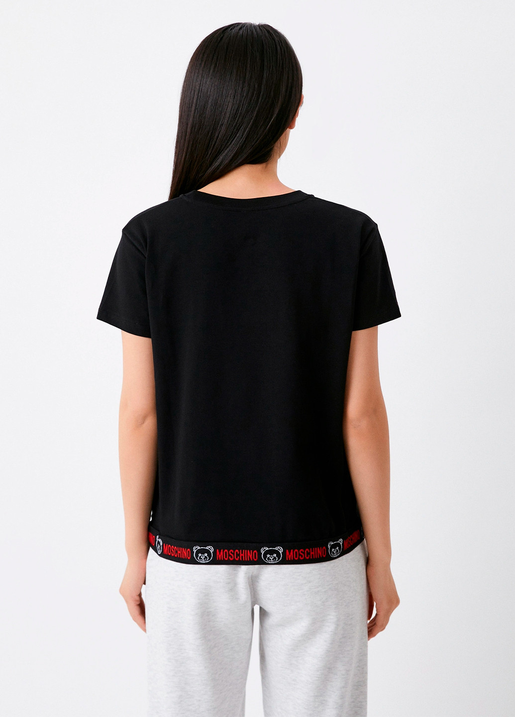 Черная летняя женская черная футболка underwear с коротким рукавом Moschino