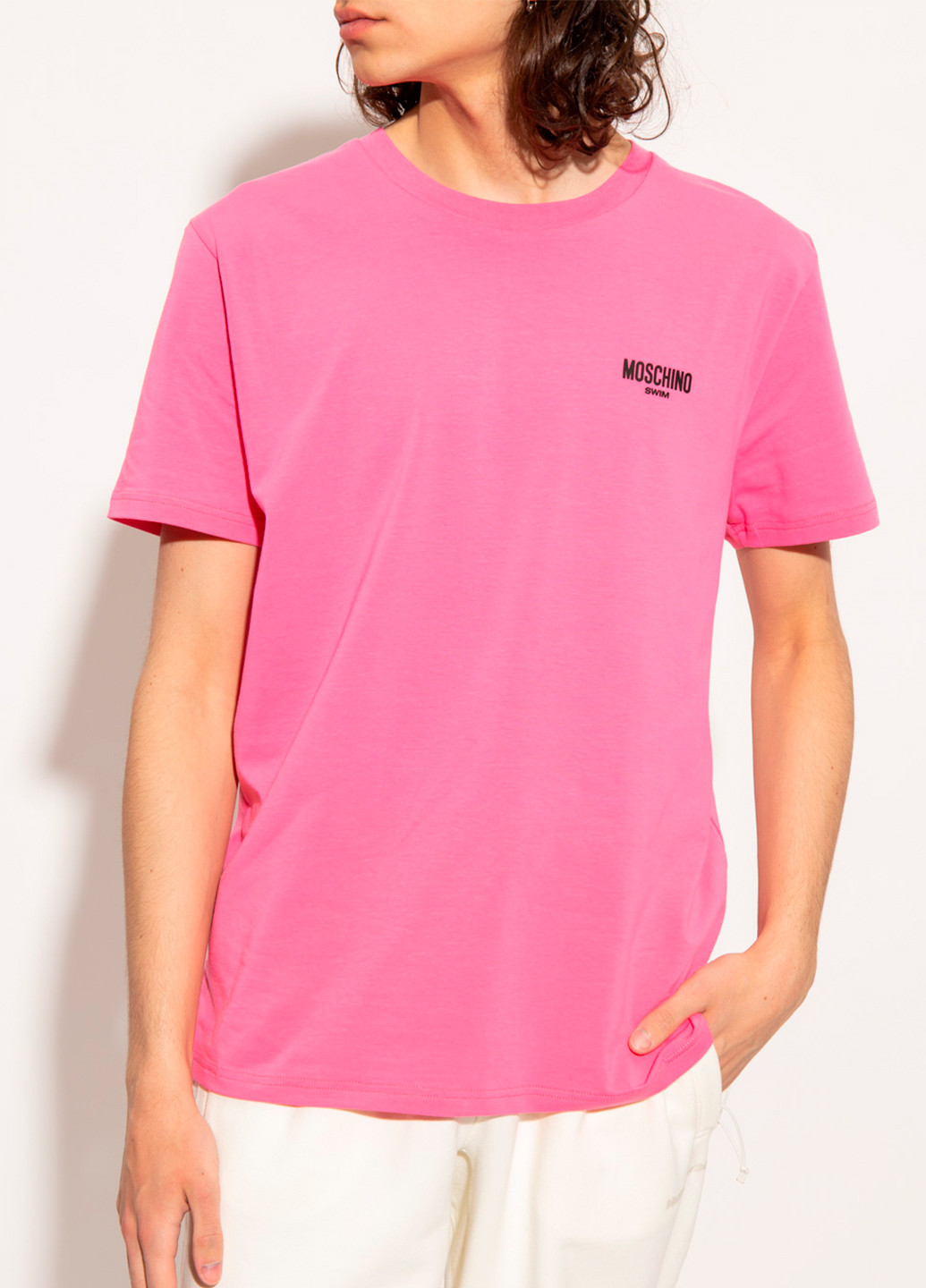 Рожева літня жіноча рожева футболка swim з коротким рукавом Moschino
