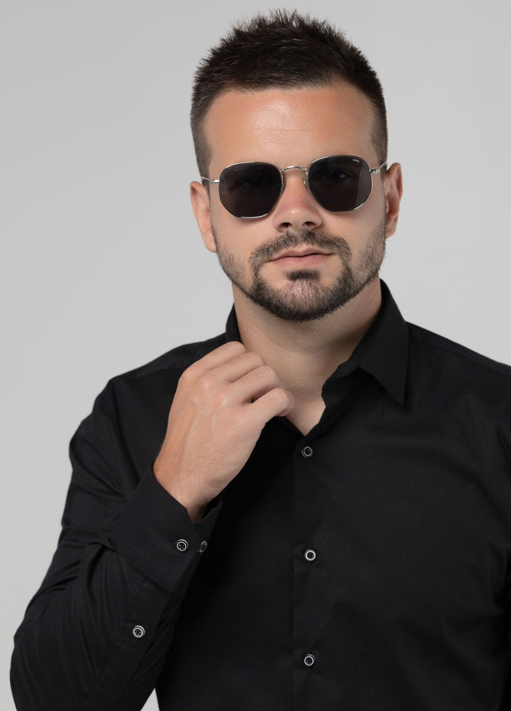 Черная повседневный рубашка однотонная Redpolo