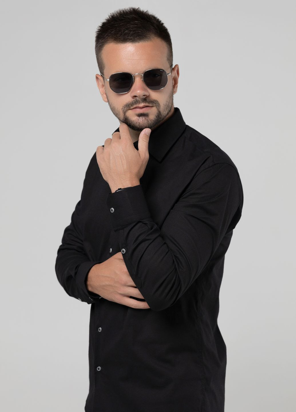 Черная повседневный рубашка однотонная Redpolo