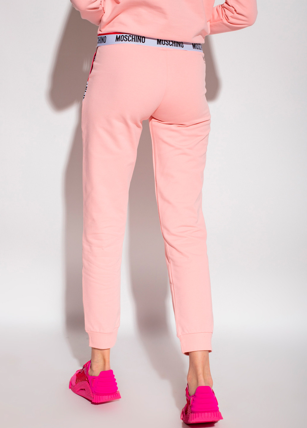 Розовые кэжуал демисезонные джоггеры, зауженные брюки Moschino