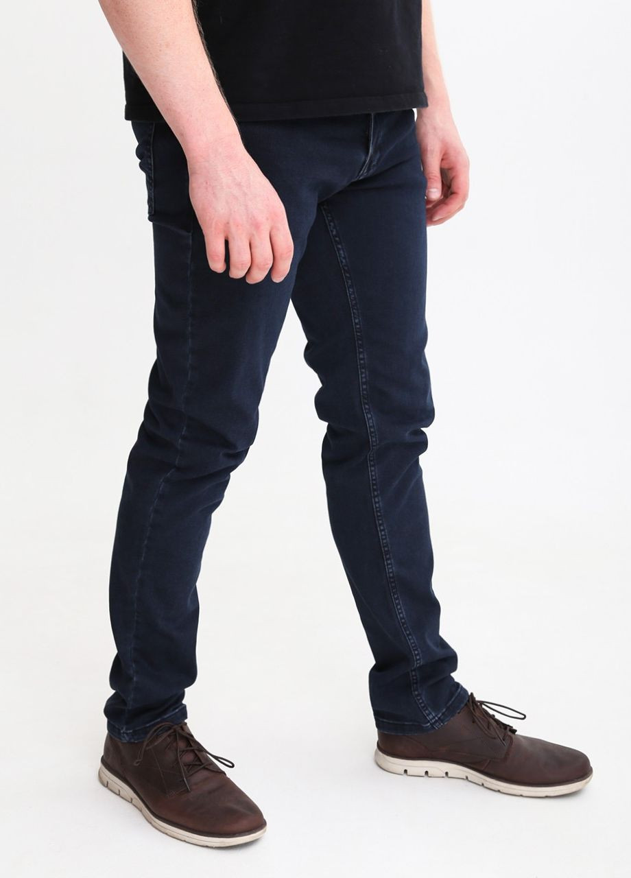 Темно-синие демисезонные слим джинсы мужские слим темно-синие со стрейчем Slim ARCHILES