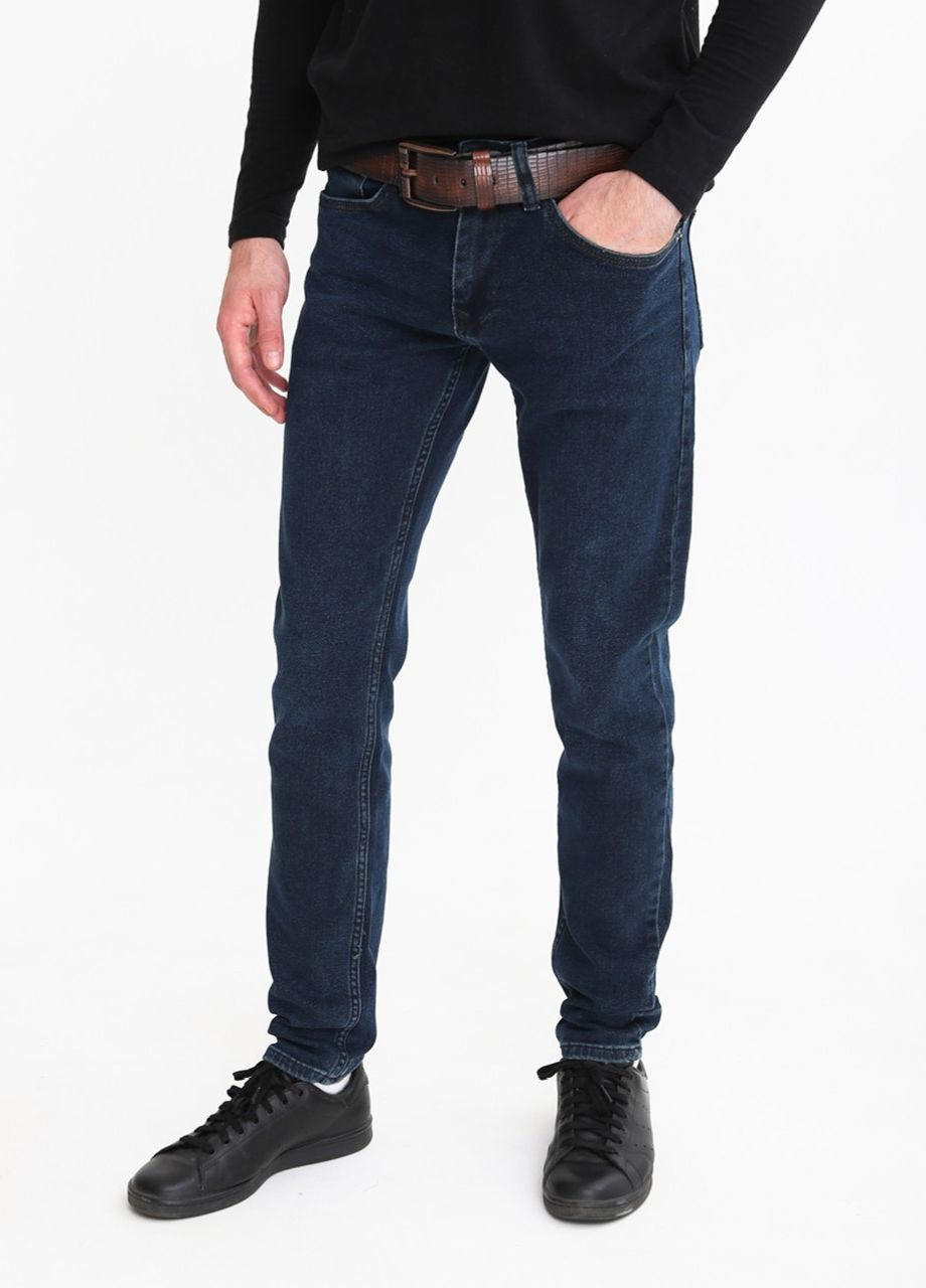 Темно-синие демисезонные скинни джинсы мужские темно-синие с зеленым скинни со стрейчем Скинни ARCHILES