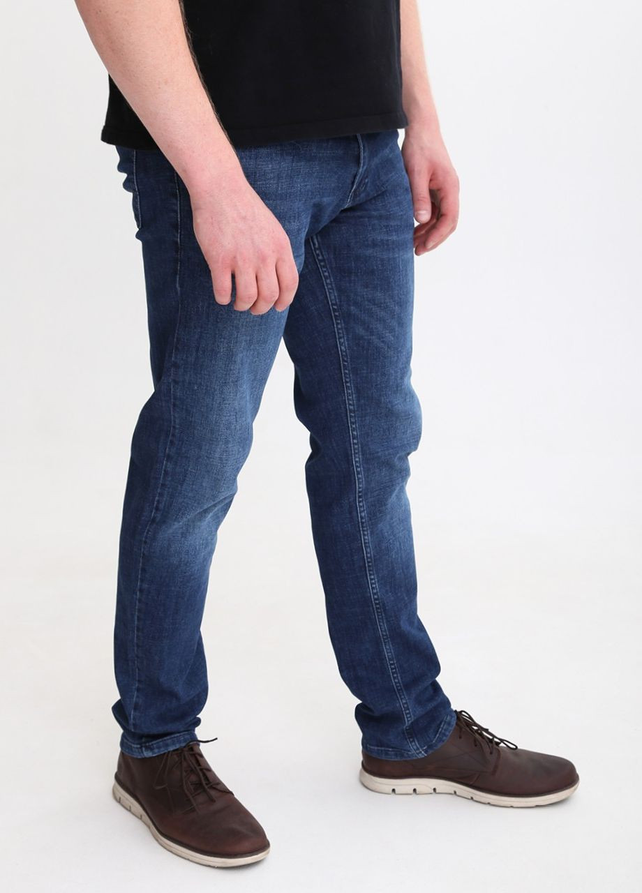 Синие демисезонные слим джинсы мужские синие слегка зауженные со стрейчем Slim ARCHILES