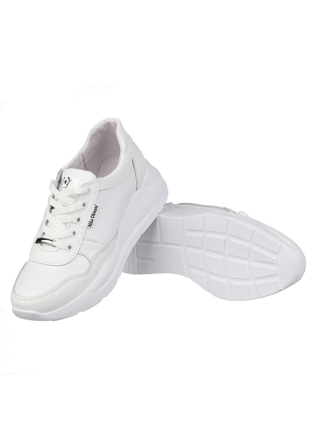 Белые демисезонные кожаные женские кроссовки 880 Nika Veroni