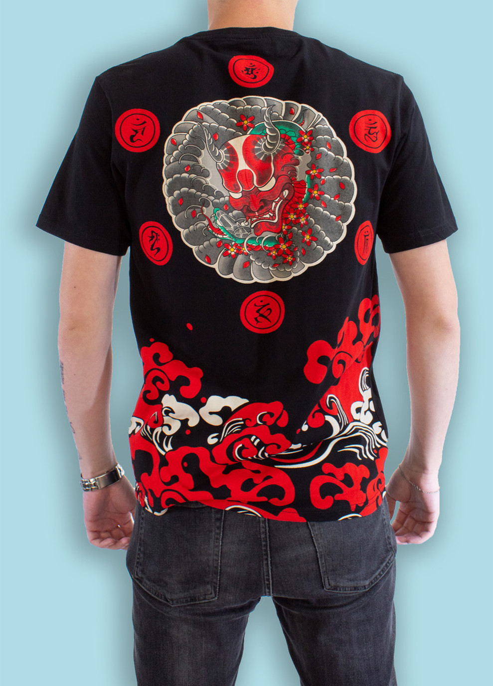 Черная мужская футболка hannya wisdom black l (28972387) No Brand