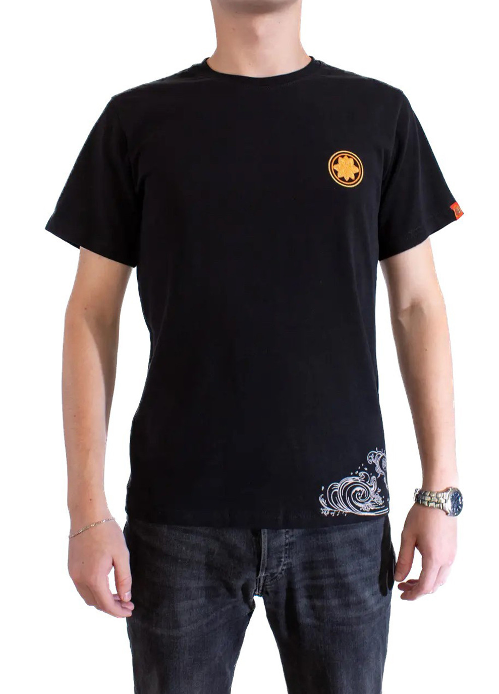 Чорна чоловіча футболка gold fish m black (28972421 m) No Brand