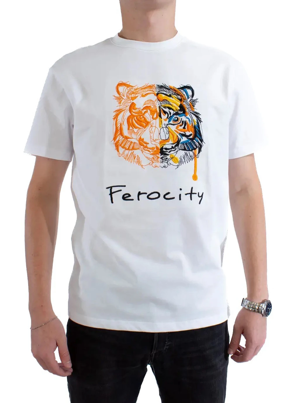 Белая мужская футболка wanding tiger l white (28972364 l) No Brand