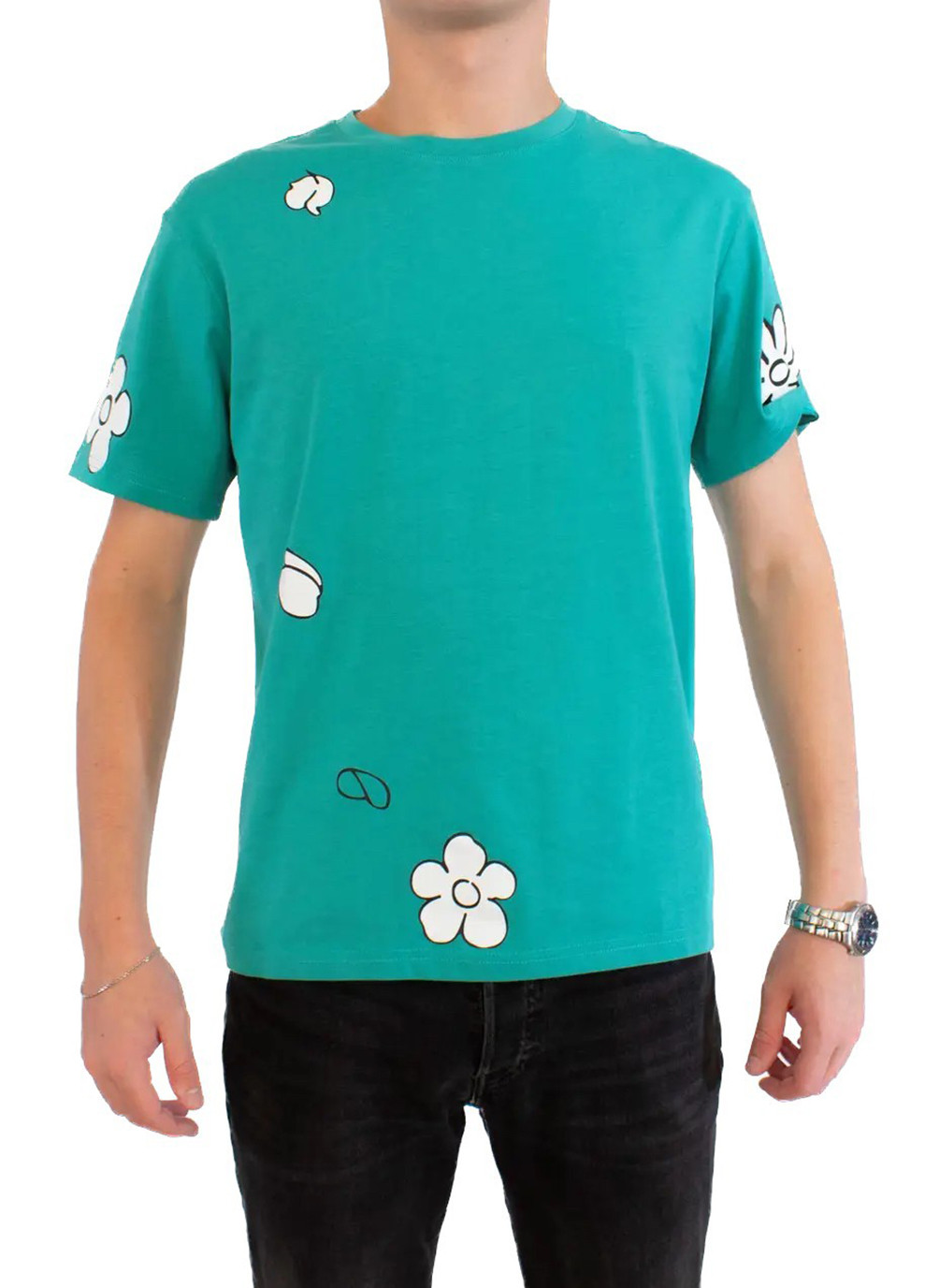 Зелена чоловіча футболка wild flower l green (28972259 l) No Brand