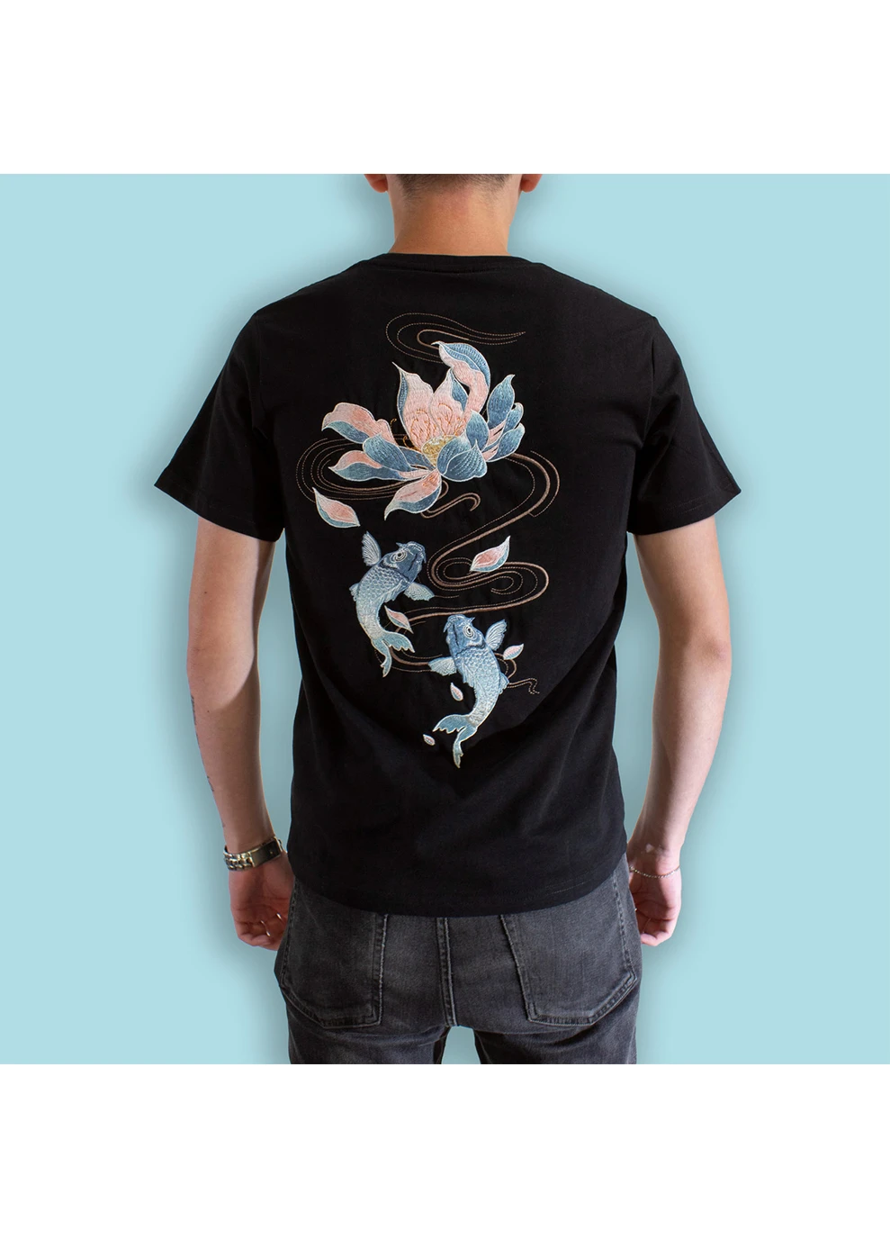 Черная футболка blue lotus black (28972645) No Brand