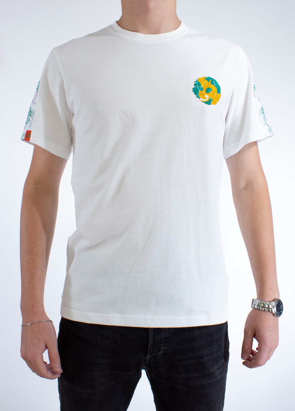 Белая мужская футболка dragon spirit white l (28971927) No Brand