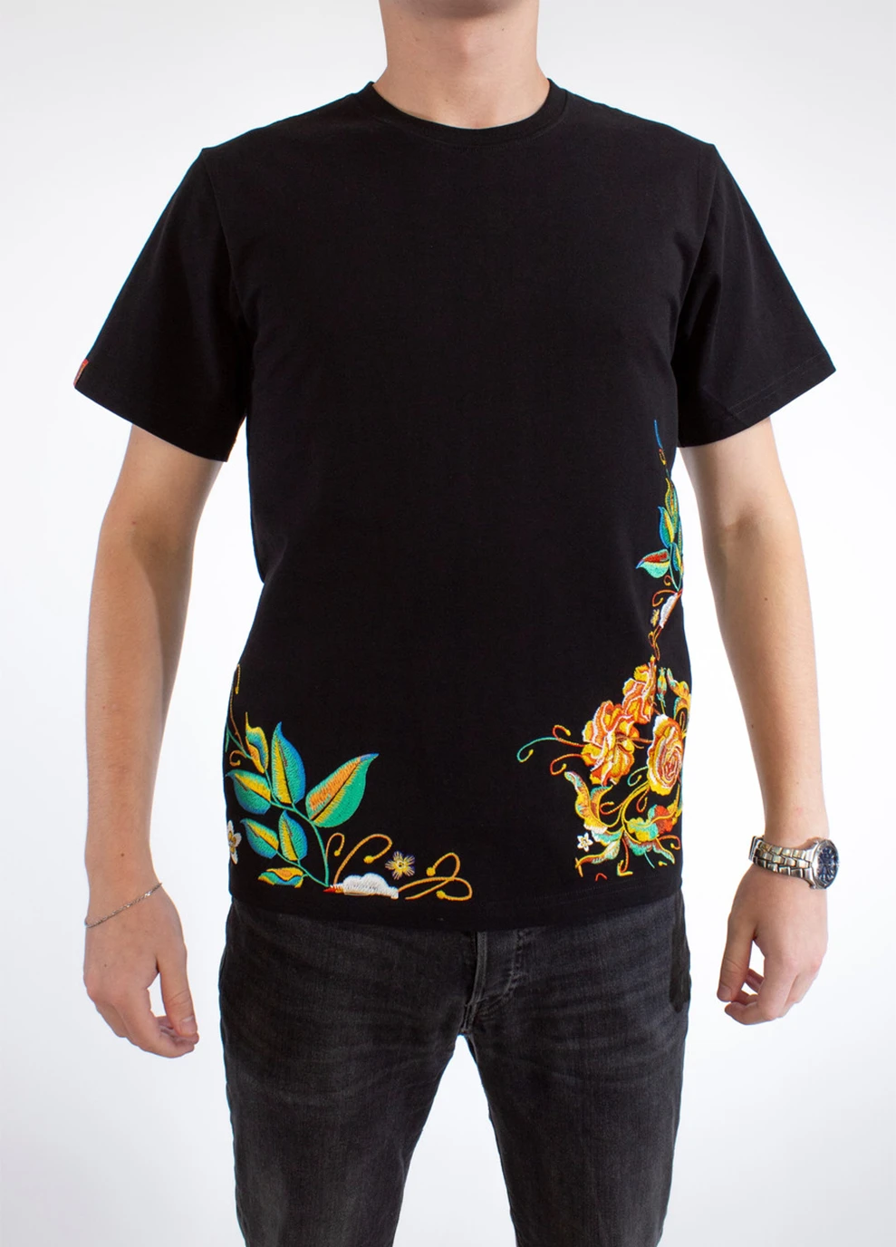 Чорна футболка dark blossom black No Brand