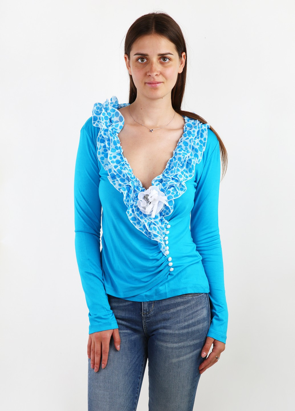 Голубая демисезонная блуза Swetly