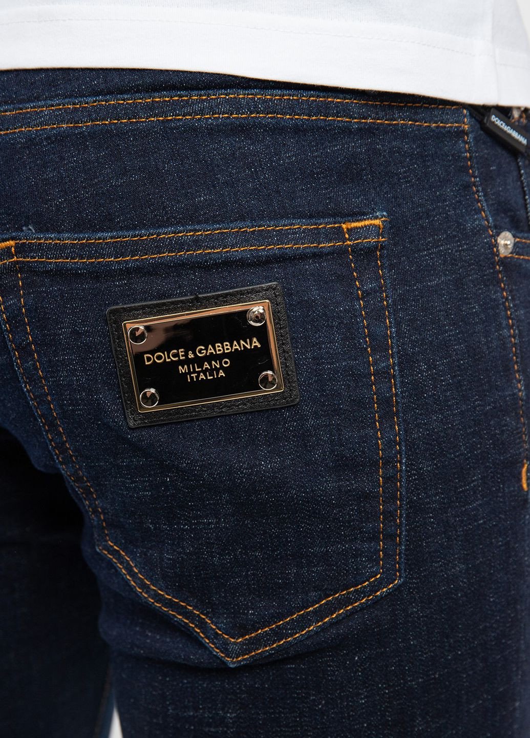 Синие демисезонные темно-синие зауженные джинсы Dolce & Gabbana
