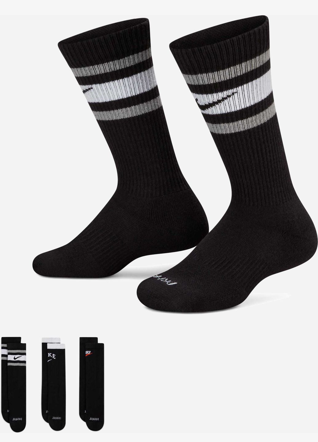 Шкарпетки U NK EVERYDAY PLUS CUSH CREW 3PR чорний unisex 34-38 Nike (261766105)