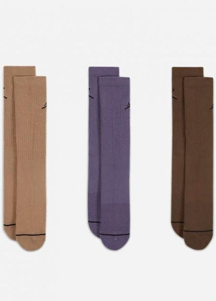 Шкарпетки U J ED CUSH POLY CREW 3PR 144 коричневий, фіолетовий unisex 42-46 Nike (261766253)
