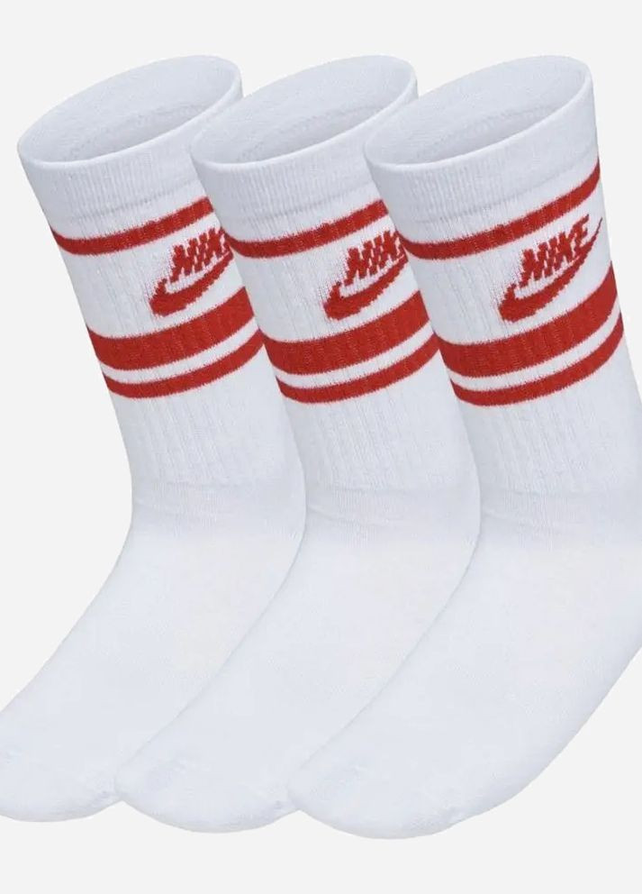 Шкарпетки U NK NSW EVERYDAY ESSENTIAL CR 3PR білий, червоний unisex 34-38 Nike (261766605)