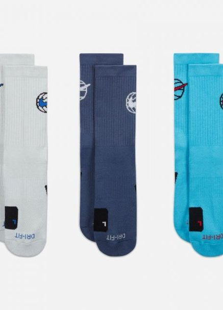 Шкарпетки U NK ED CREW BBALL 3PR 144 світло-голубий, синій, бірюзовий unisex 42-46 Nike (261766097)