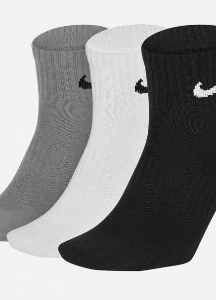 Шкарпетки U NK EVERYDAY LTWT ANKLE 3PR чорний, білий, сірий unisex 46-50 Nike (261766191)