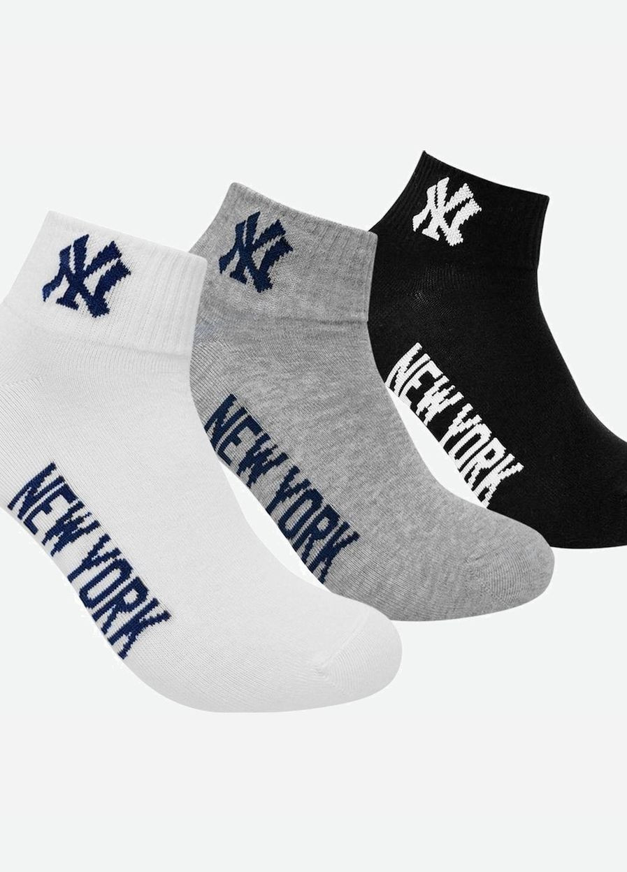 Шкарпетки 3 pk Quarter чорний, білий, сірий unisex 35-38 New York Yankees (261766457)