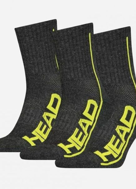 Шкарпетки PERFORMANCE SHORT CREW 3P UNISEX темно-сірий, жовтий unisex 39-42 Head (261766477)