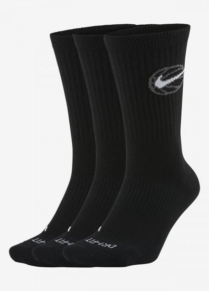 Шкарпетки U NK CREW EVERYDAY BBALL 3PR чорний unisex 38-42 Nike (261766600)