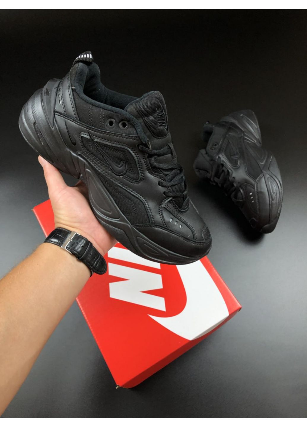 Черные демисезонные женские кроссовки черные «no name» Nike M2k Tekno