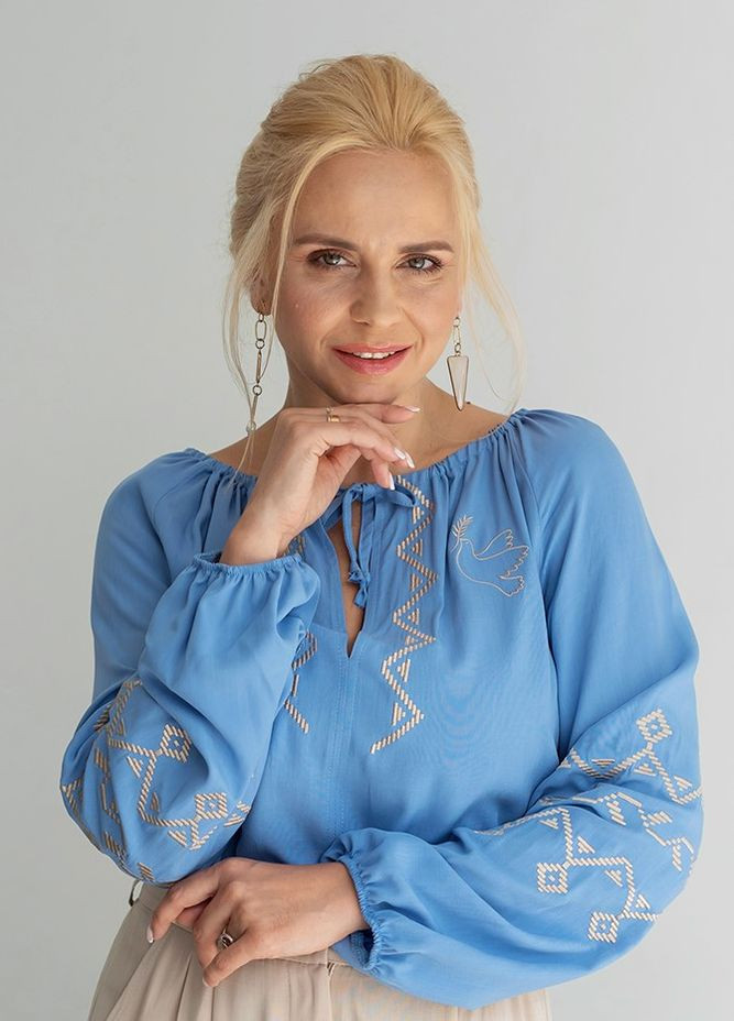 Голубая блакитна вишиванка україна льон штапель марітель Maritel'
