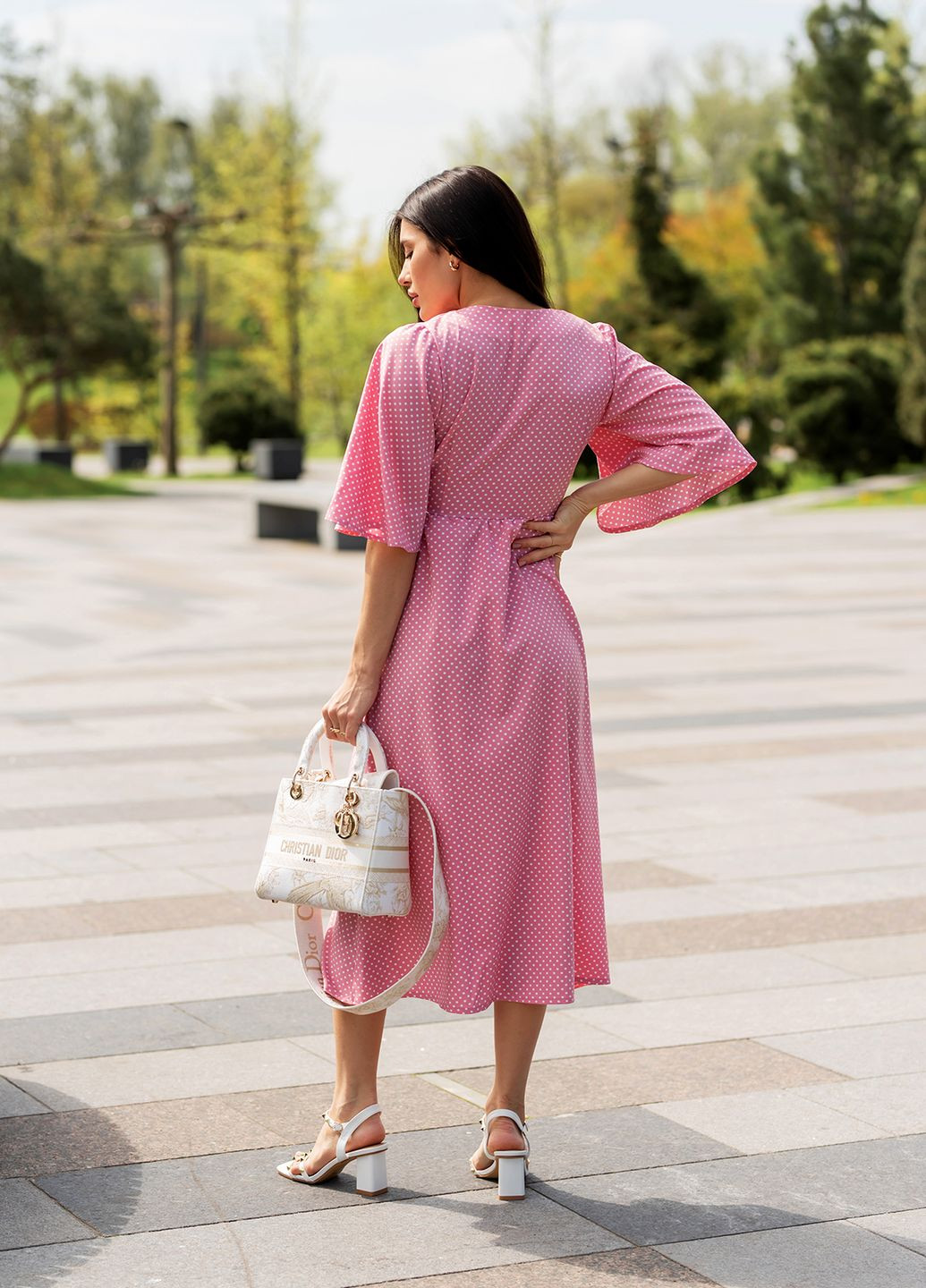 Розовое рожева сукня софт довга в горох софт марітель Maritel'